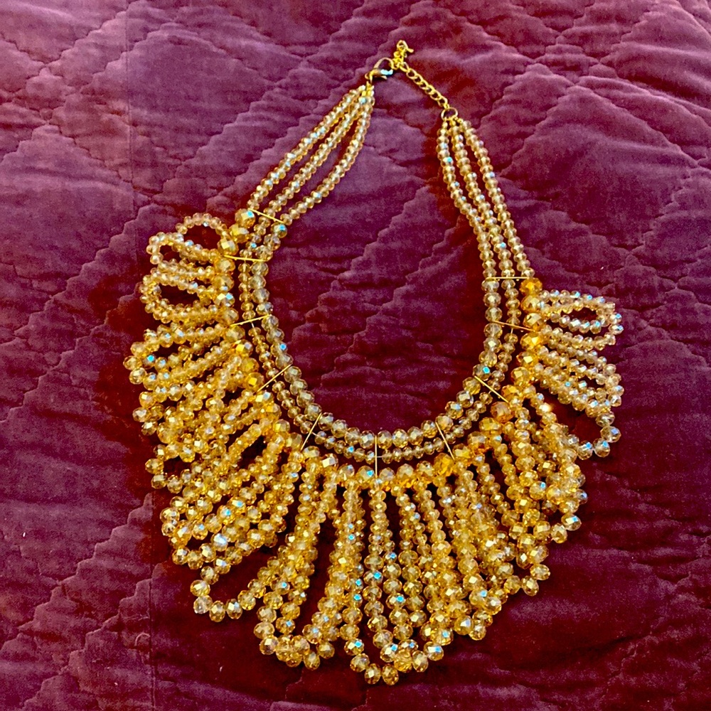 Golden beaded collar necklace